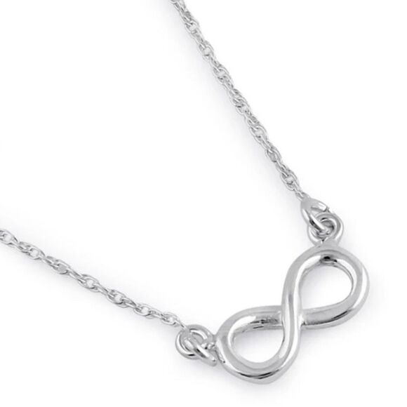 Sterling Silver Small Infinity Sign Necklace New - Picture 1 of 5